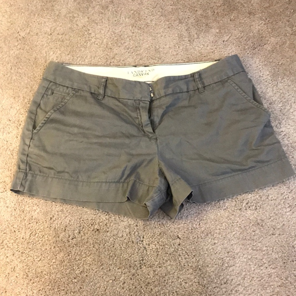 Lands End Canvas Grey Cotton Shorts Sz 8